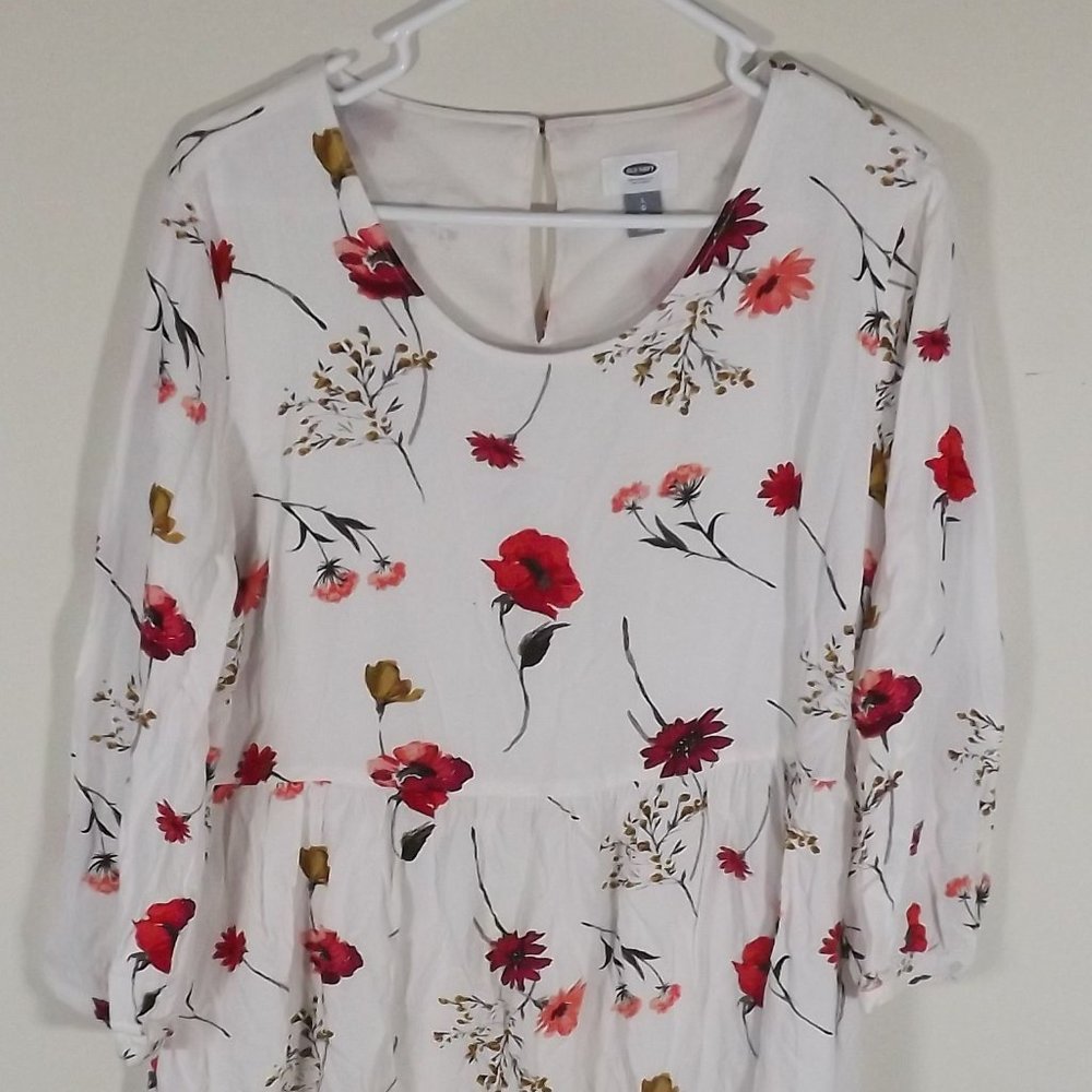 Old Navy White Floral Mini Dress Size L